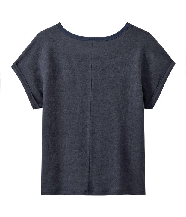 T-shirt donna in lino blu
