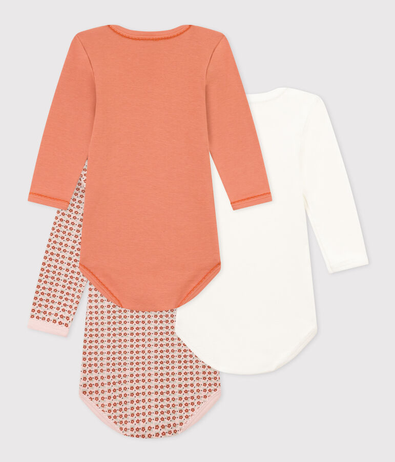 Confezione da 3 body beb&egrave; in cotone a fiori a maniche lunghe multicolore