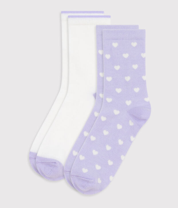2 paia di calzini in cotone con stampa a cuori bambina multicolore