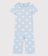 Pigiama corto blu cuore bambina in cotone biologico