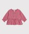 Blusa a maniche lunghe in cotone a righe neonato rosa/rosa