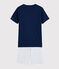 Pigiama corto unisex tinta unita a costine blu MEDIEVAL/grigio POUSSIERE