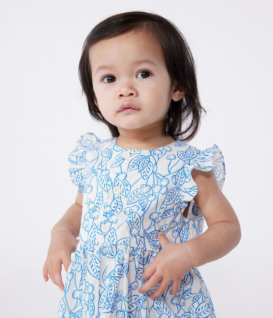 Abito e bloomer in cotone con stampa di ciliegie blu neonato blu MARSHMALLOW/ PORCELANA