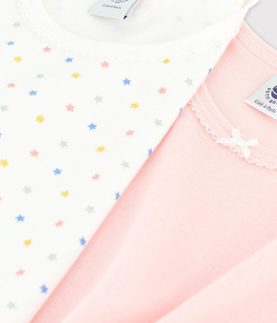 Confezione da 2 t-shirt bambina a maniche corte con stelline in cotone biologico variante 1