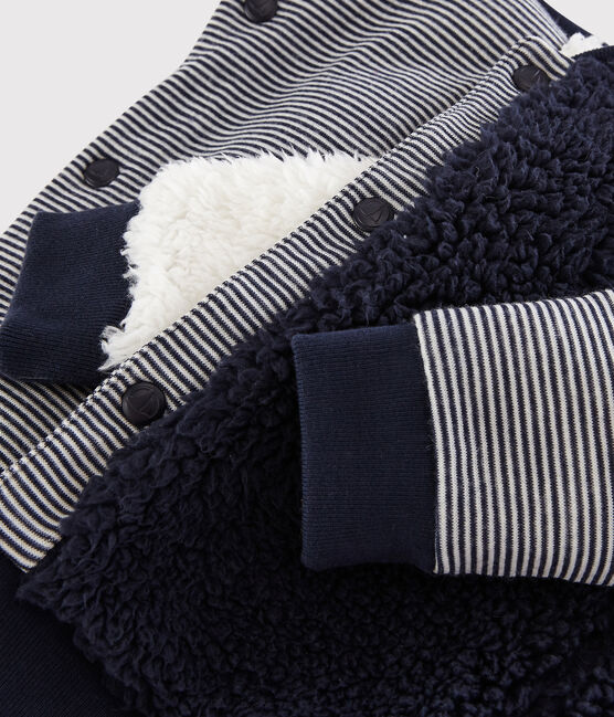Cardigan reversibile bebè maschio blu SMOKING/bianco MARSHMALLOW