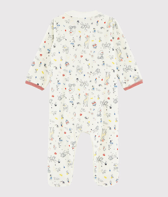Tutina bebè maschio in ciniglia bianco MARSHMALLOW/bianco MULTICO