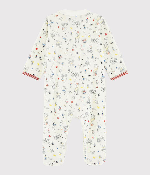 Tutina beb&egrave; maschio in ciniglia bianco/multicolore