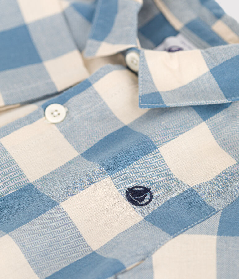 Camicia in flanella neonato blu/ecru