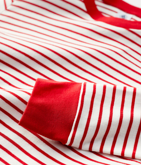 T-shirt marinière in cotone Donna bianco MARSHMALLOW/rosso TERKUIT