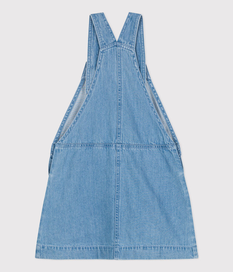 Abito a salopette in denim leggero bambina blu