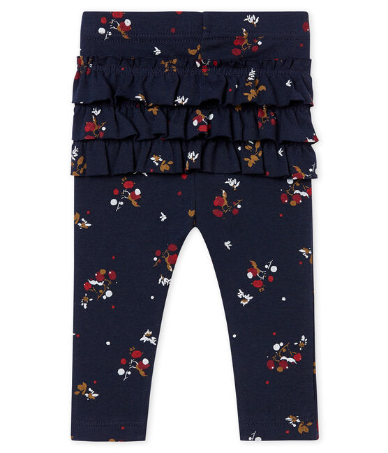 Leggings stampato per bebé femmina blu SMOKING/bianco MULTICO
