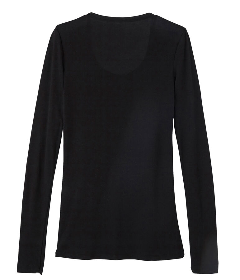 T-shirt a manica lunga con scollo rotondo donna nero