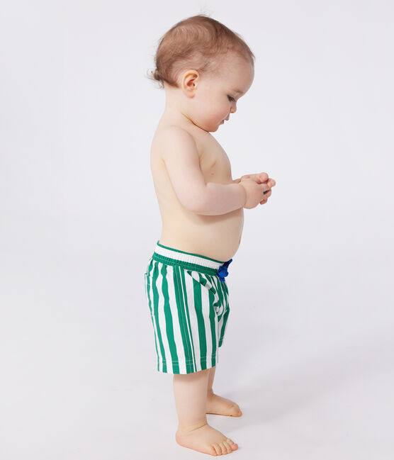 Shorts da bagno con stampa a righe neonato verde MARSHMALLOW/ JARDIN