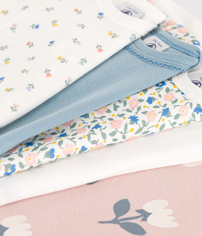 Confezione da 5 body a maniche lunghe a fiori in cotone multicolore