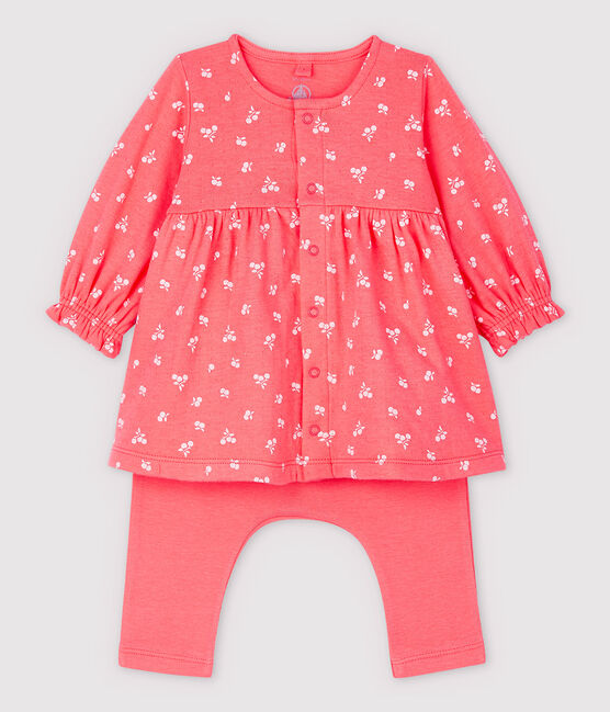 Body leggings ciliegie bebè in tubique in cotone biologico rosa PEACHY/rosa FLEUR