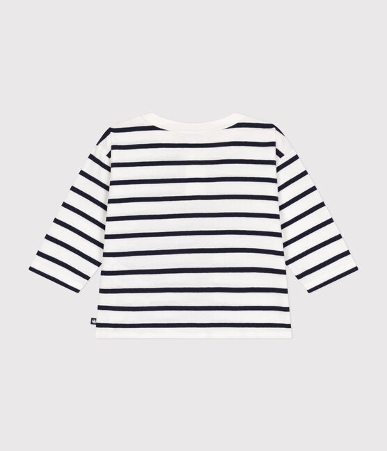 T-shirt bebè a maniche lunghe in cotone bianco MARSHMALLOW/blu SMOKING