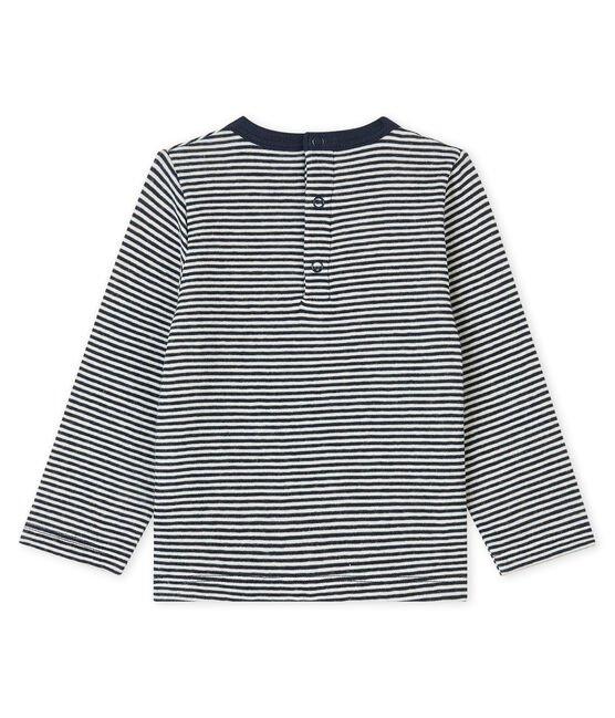 T-shirt in tubique bebè maschio blu SMOKING/beige COQUILLE