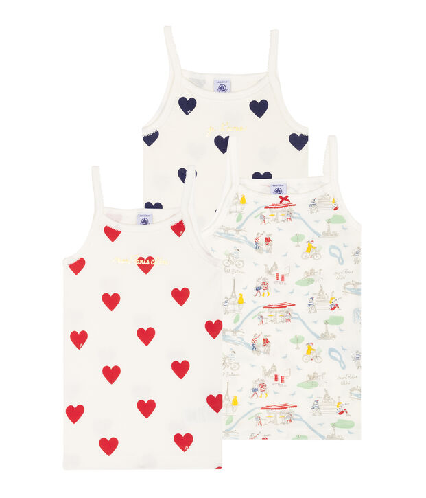 Trio canottiere con spalline bambina multicolore