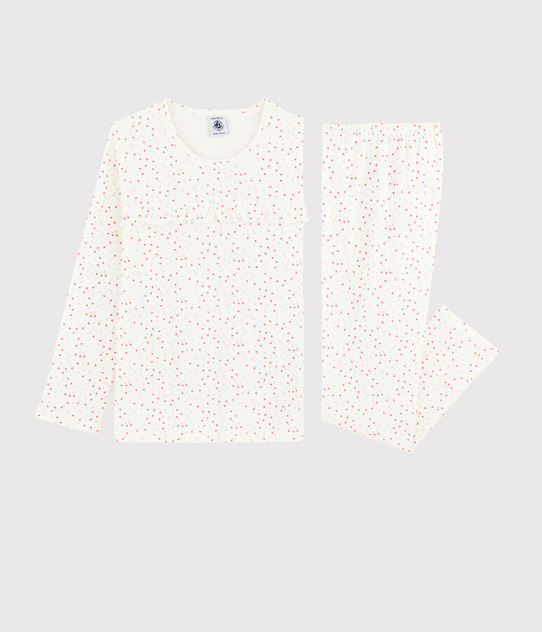 Pigiama pois multicolori bambina in cotone biologico bianco/multicolore