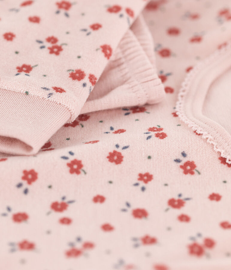 Camicia da notte e leggings a fiori in ciniglia e cotone per bimbe rosa SALINE/bianco MULTICO
