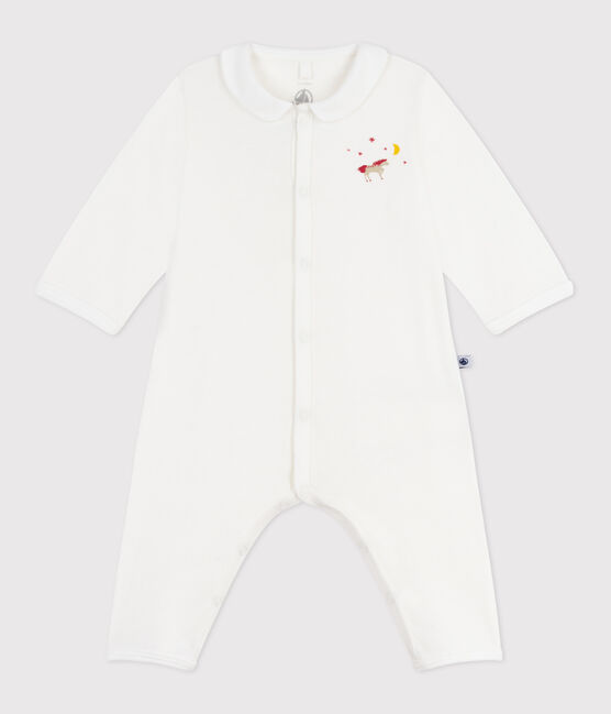 Pigiama senza piedini in cotone tinta unita neonato bianco MARSHMALLOW