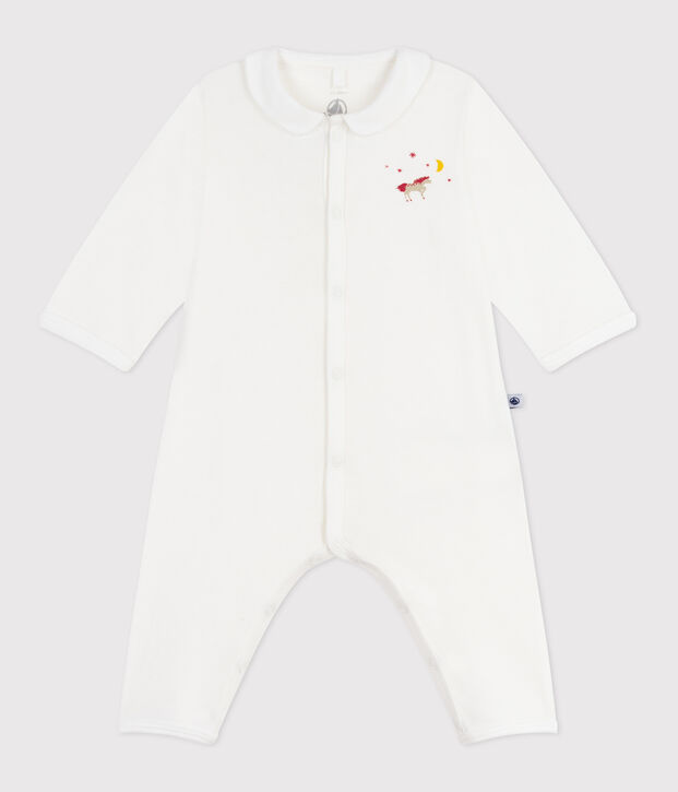 Pigiama senza piedini in cotone tinta unita neonato bianco