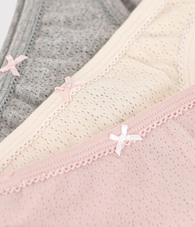 Confezione da 3 slip in cotone traforato bambina multicolore