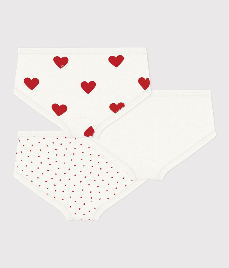 Set di 3 slip a vita alta in cotone con cuore bambino multicolore