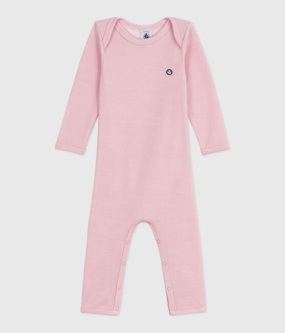Body lungo in lana e cotone neonato rosa JOLI