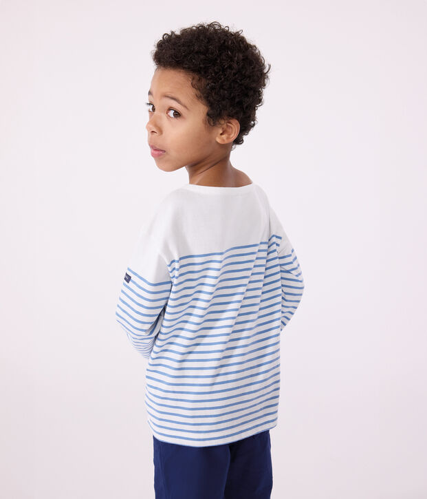 Marini&egrave;re a maniche lunghe in cotone bambino bianco/blu