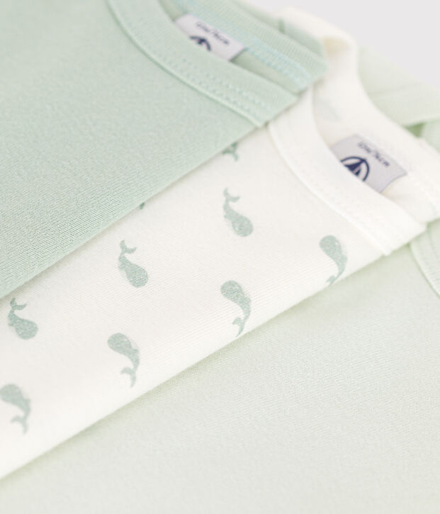Confezione da 3 body a maniche lunghe con stampa  balene in cotone neonato multicolore
