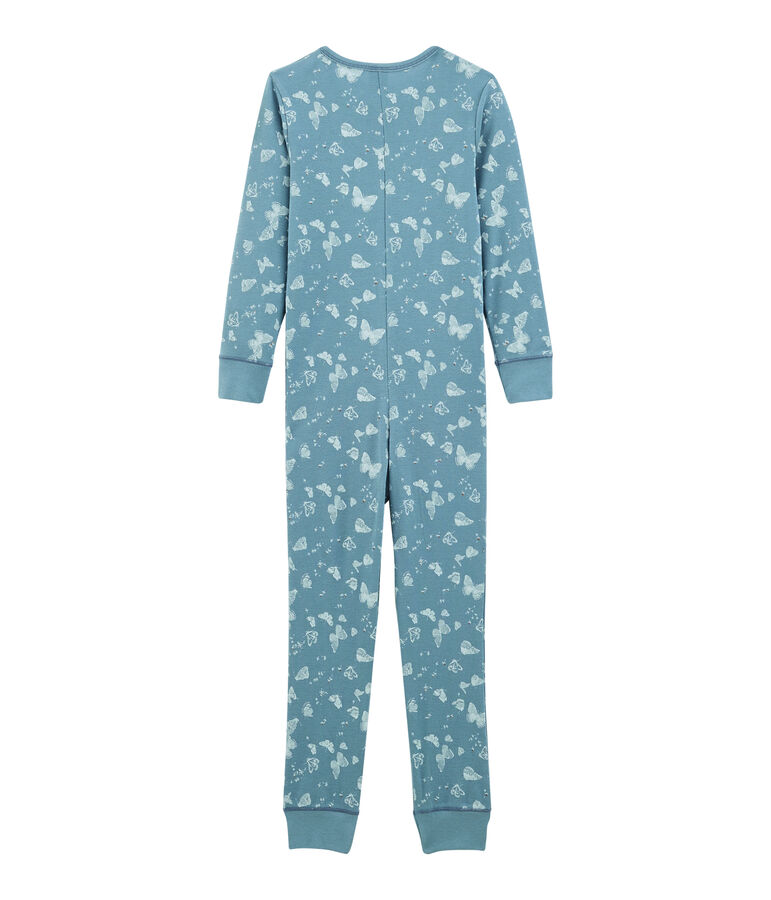 Tutina lunga bambina in cotone blu/bianco