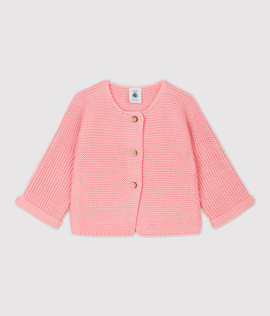 Cardigan in lana e cotone bebè. rosa CHARME
