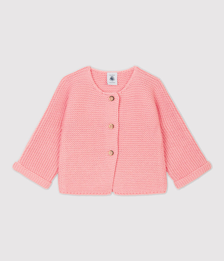 Cardigan in lana e cotone beb&egrave;. rosa