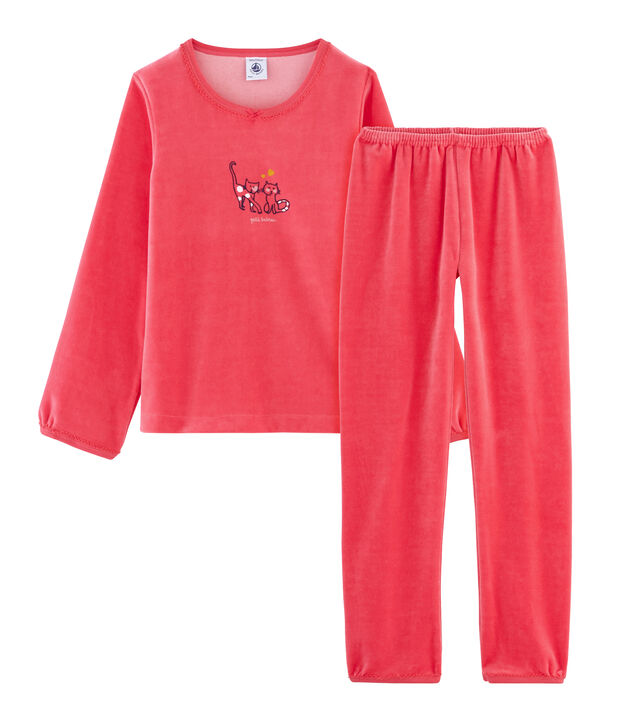 Pigiama bambina in ciniglia rosso