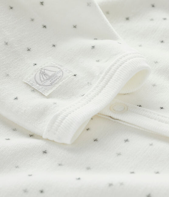 Tutina bianca con stampa stelle in velluto bianco MARSHMALLOW/bianco MULTICO