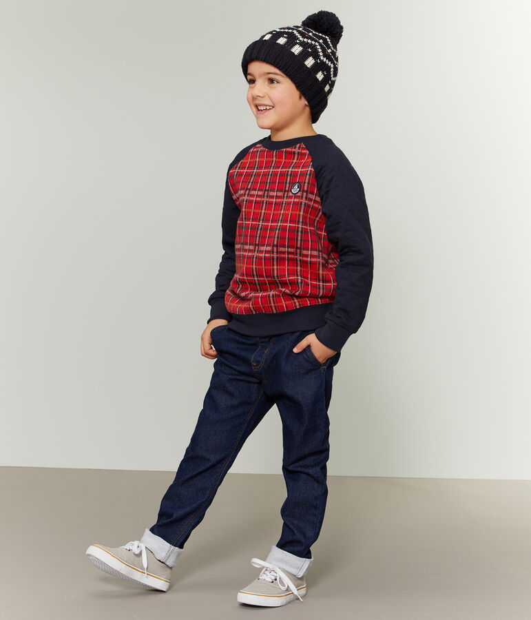 Felpa bambino rosso/blu/grigio