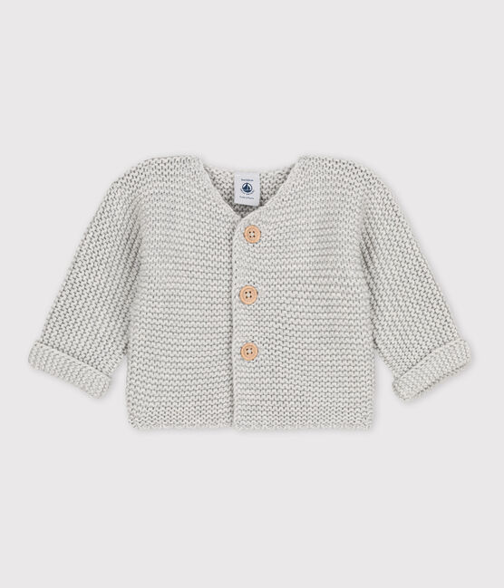 Cardigan bebè in tricot in cotone a punto legaccio grigio BELUGA CHINE