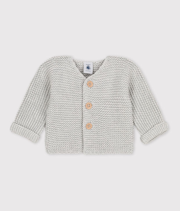 Cardigan beb&egrave; in tricot in cotone a punto legaccio BELUGA CHINE