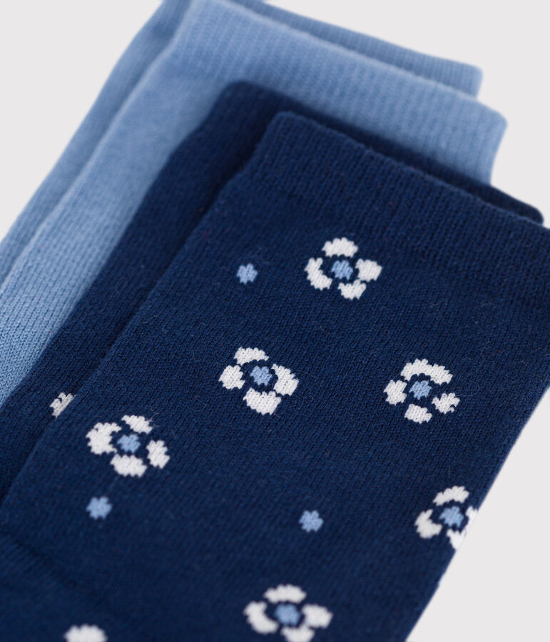 2 paia di calzini in cotone con stampa a fiori bambina multicolore