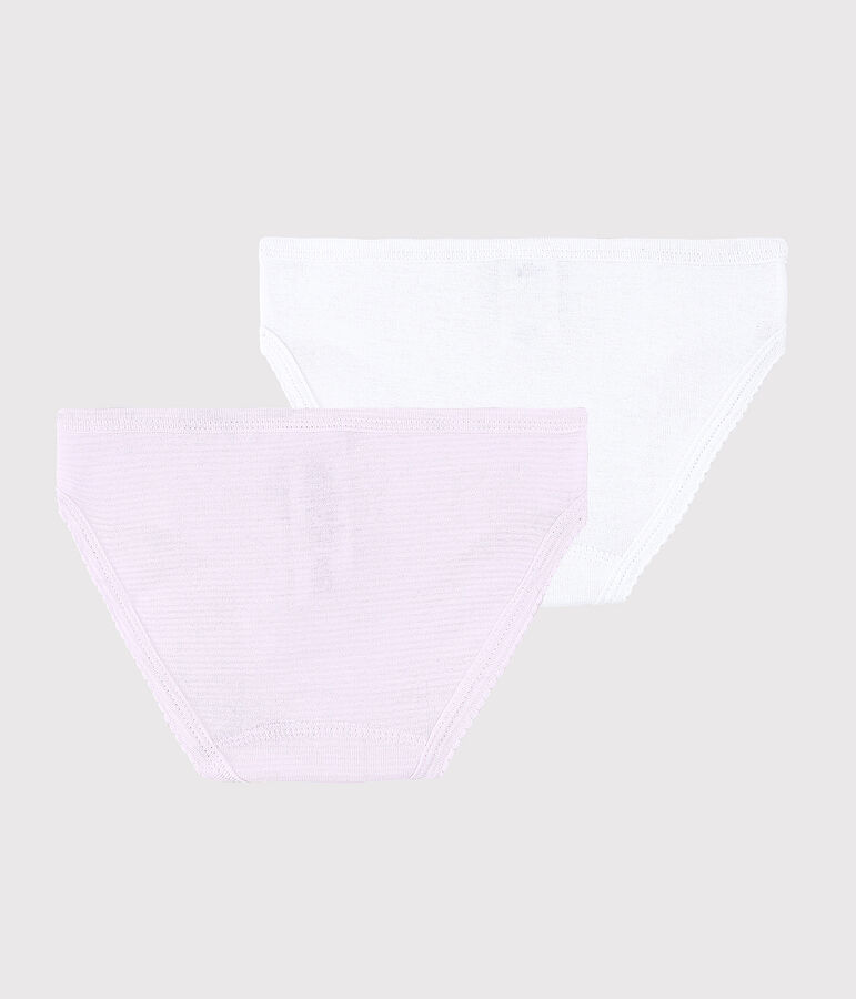 Confezione da 2 slip millerighe rosa bambina in cotone biologico multicolore