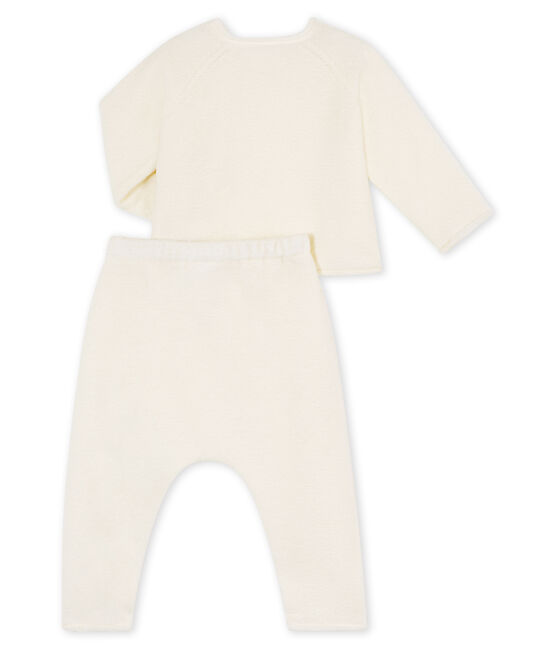 Completo due pezzi bebè in cotone, lana merino e poliestere bianco MARSHMALLOW