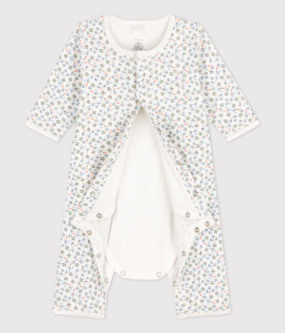 Bodyjama stampato, senza piedi, in cotone, per neonati bianco MARSHMALLOW/bianco MULTICO