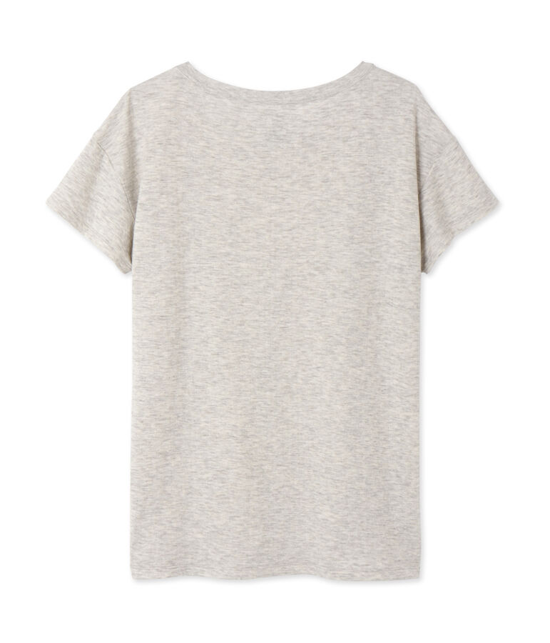 Maxi t-shirt donna in tubique extra-fine chin&eacute; grigio BELUGA CHINE