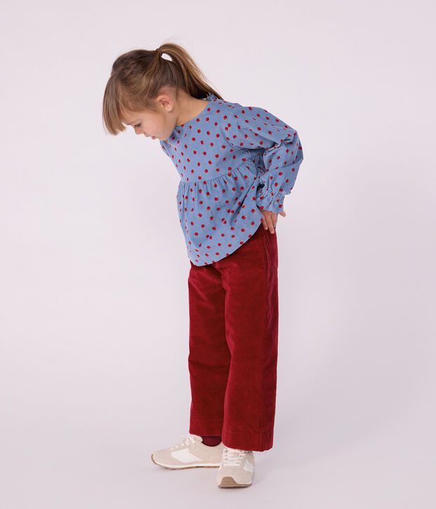 Pantaloni larghi per bambini in velluto semplice rosso