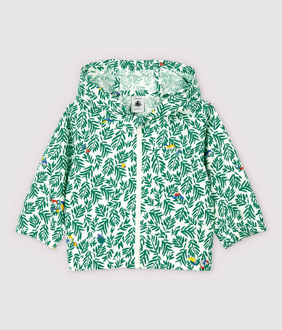 Giacca a vento in maglia spalmata bebè maschio bianco MARSHMALLOW/verde GAZON/ MULTICO