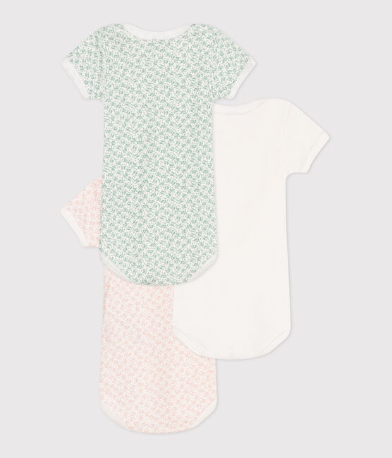 Set da 3 body a maniche corte in cotone a fiori neonato variante 1