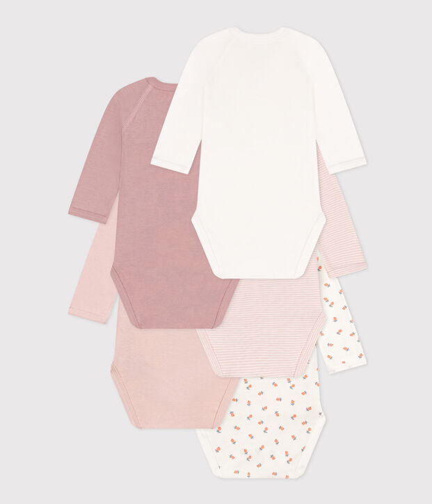 CONFEZIONE DA 5 BODY A MANICHE LUNGHE IN COTONE PER NEONATI multicolore
