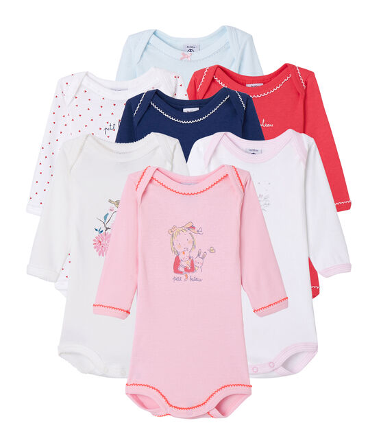 Pochette a sorpresa contenente 7 body a maniche lunghe per femminucce variante 1