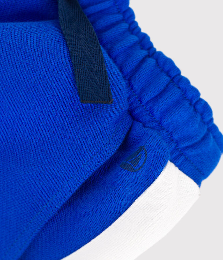 Bermuda corti in cotone tinta unita bambino blu